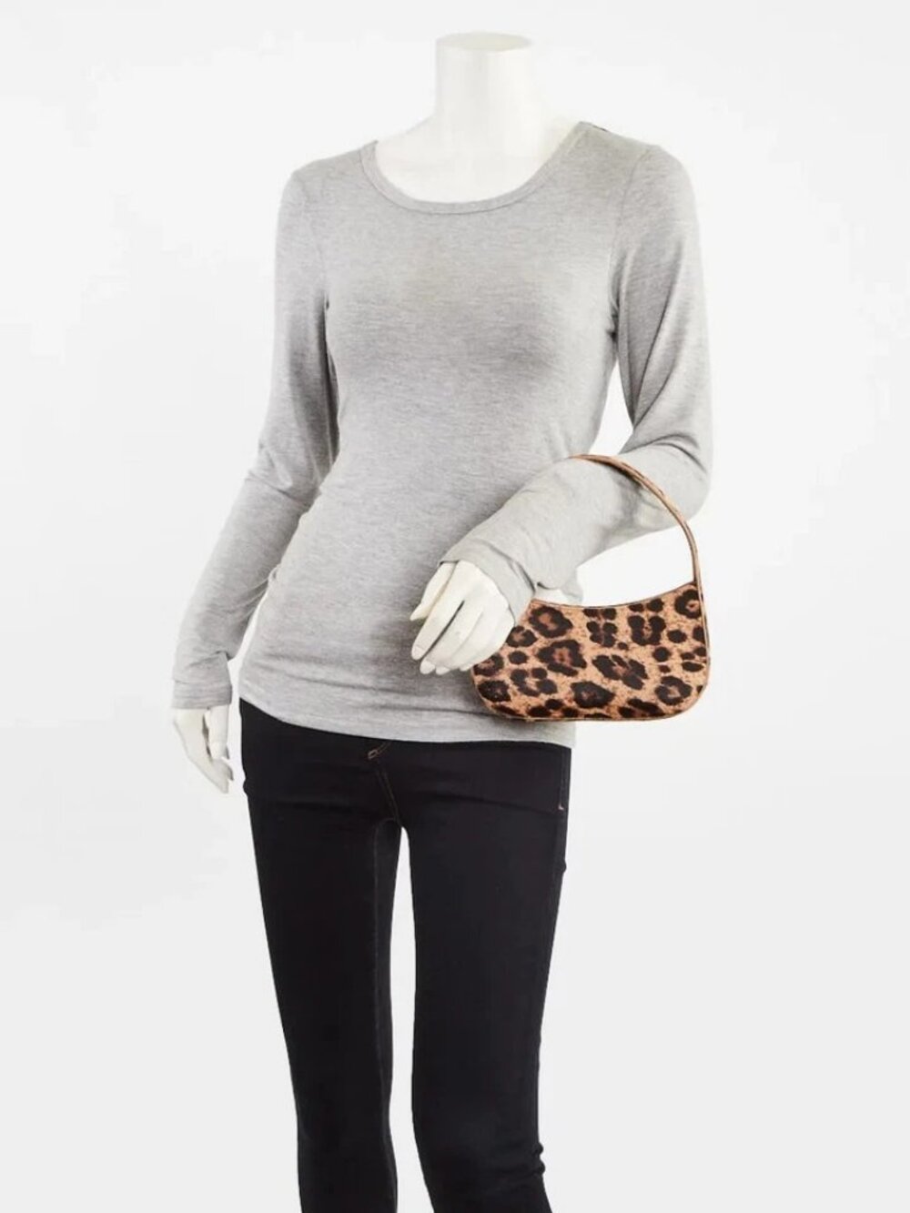 Mansur Gavriel Leopard Print Calf Hair BonBon Shoulder Bag